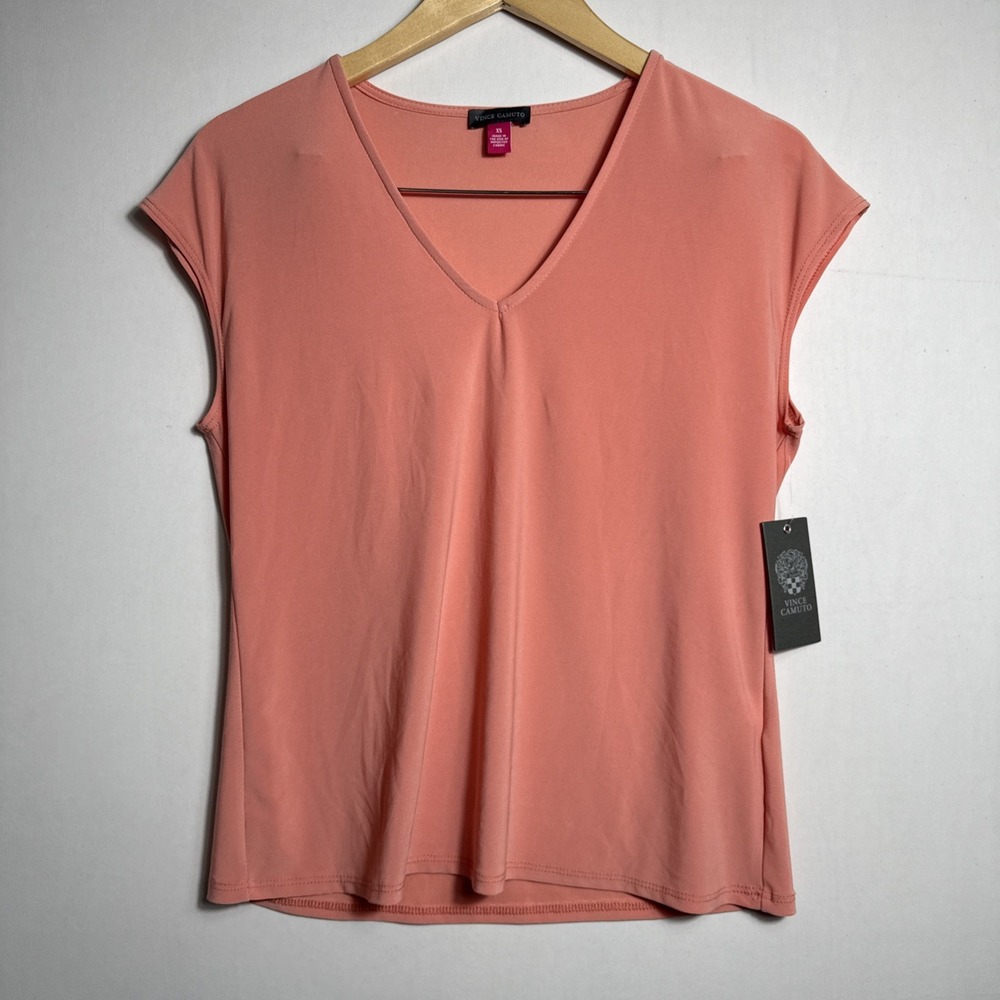 Vince Camuto Women's Blouse Top Sleeveless Orange Size XS Casual Office VNeck‎